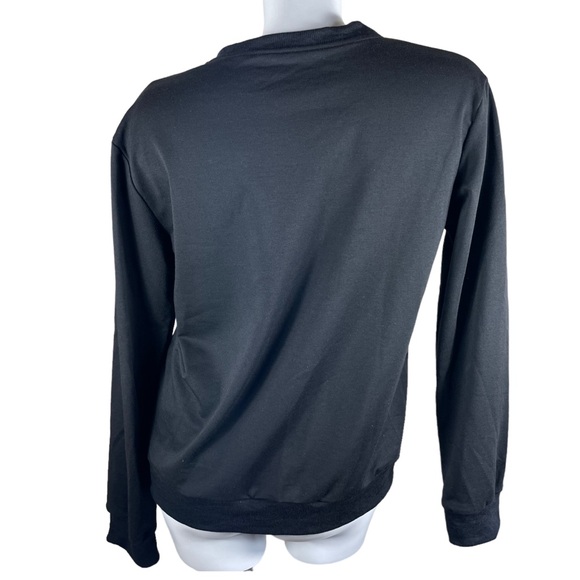 "Champagne Gang" Lightweight Black and White Long Sleeve Sweatshirt Size Large - Picture 2 of 6